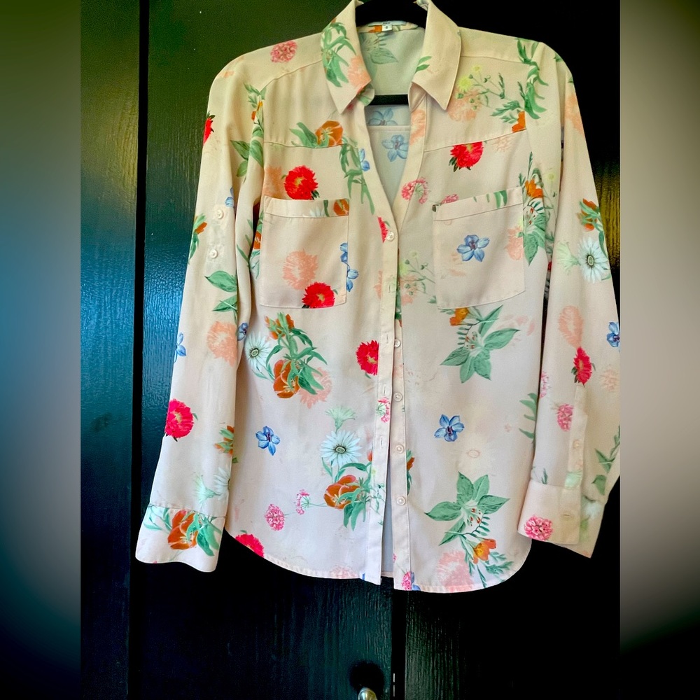 Express floral button down shirt